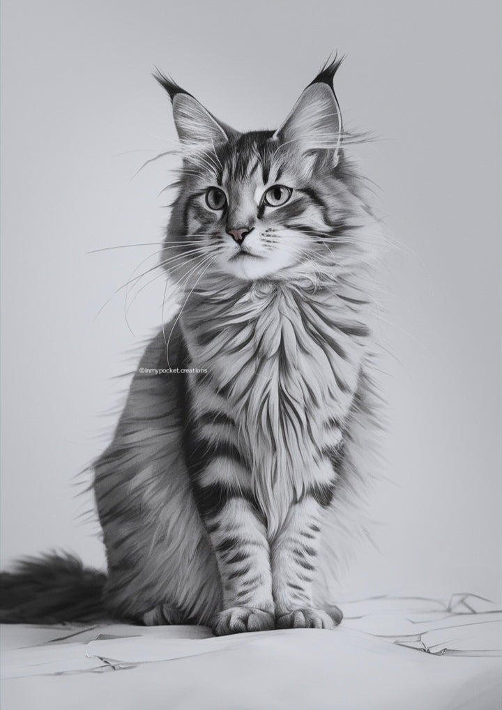 Majestueux en noir et blanc "Maine coon"